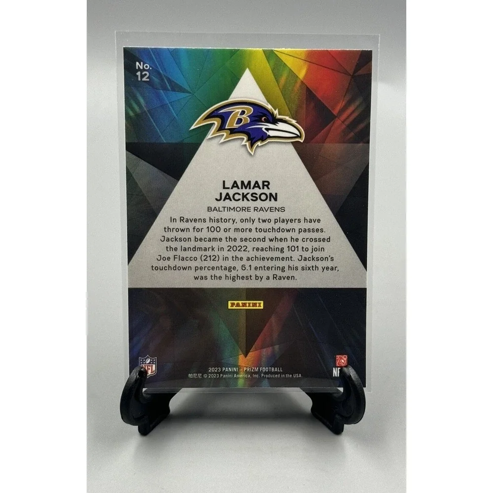 2023 Panini Prizm NFL Lamar Jackson Prizmatic Insert SP Baltimore Ravens‎ MVP